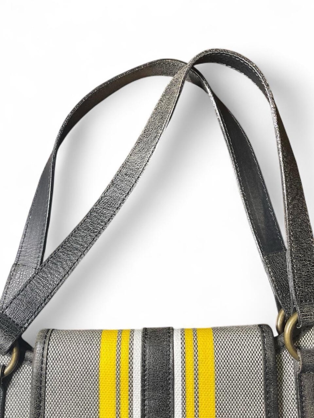 Burberry Gray Large Canvas Tote Bag with Yellow Stripe - Picture 7 of 7